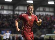 15 September 2023; Ed McCarthy of Galway United celebrates after scoring his side's second goal during the Sports Direct Men’s FAI Cup quarter-final match between Galway United and Dundalk at Eamonn Deacy Park in Galway. Photo by John Sheridan/Sportsfile