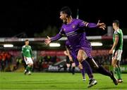 15 September 2023; Aaron Dobbs of Wexford celebrates after scoring his side's first goal during the Sports Direct Men’s FAI Cup quarter final match between Cork City and Wexford at Turner's Cross in Cork. Photo by Eóin Noonan/Sportsfile