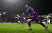 15 September 2023; Aaron Dobbs of Wexford celebrates after scoring his side's first goal during the Sports Direct Men’s FAI Cup quarter final match between Cork City and Wexford at Turner's Cross in Cork. Photo by Eóin Noonan/Sportsfile