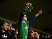 15 September 2023; A Cork supporter during the Sports Direct Men’s FAI Cup quarter final match between Cork City and Wexford at Turner's Cross in Cork. Photo by Eóin Noonan/Sportsfile