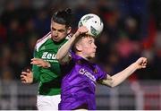 15 September 2023; Cian O'Malley of Wexford in action against Ruairi Keating of Cork City during the Sports Direct Men’s FAI Cup quarter final match between Cork City and Wexford at Turner's Cross in Cork. Photo by Eóin Noonan/Sportsfile