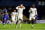 15 September 2023; Jack Doherty of Cobh Ramblers celebrates after scoring his side's first goal, a penalty, during the SSE Airtricity Men's First Division match between Waterford and Cobh Ramblers at RSC in Waterford. Photo by Michael P Ryan/Sportsfile