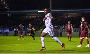 15 September 2023; Jonathan Afolabi of Bohemians celebrates after scoring his side's second goal during the Sports Direct Men’s FAI Cup quarter-final match between Drogheda United and Bohemians at Weavers Park in Drogheda, Louth. Photo by Seb Daly/Sportsfile