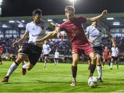 15 September 2023; Rob Slevin of Galway United in action against Patrick Hoban of Dundalk during the Sports Direct Men’s FAI Cup quarter-final match between Galway United and Dundalk at Eamonn Deacy Park in Galway. Photo by John Sheridan/Sportsfile