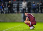 15 September 2023; Luke Heeney of Drogheda United reacts after his side concede a penalty during the Sports Direct Men’s FAI Cup quarter-final match between Drogheda United and Bohemians at Weavers Park in Drogheda, Louth. Photo by Seb Daly/Sportsfile