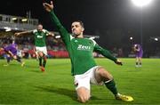 15 September 2023; Ruairi Keating of Cork City celebrates after scoring his side's second goal during the Sports Direct Men’s FAI Cup quarter final match between Cork City and Wexford at Turner's Cross in Cork. Photo by Eóin Noonan/Sportsfile