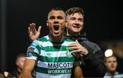 15 September 2023; Graham Burke of Shamrock Rovers, left, and team-mate Ronan Finn after the SSE Airtricity Men's Premier Division match between Derry City and Shamrock Rovers at The Ryan McBride Brandywell Stadium in Derry. Photo by Stephen McCarthy/Sportsfile