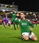15 September 2023; Ruairi Keating of Cork City celebrates after scoring his side's second goal during the Sports Direct Men’s FAI Cup quarter final match between Cork City and Wexford at Turner's Cross in Cork. Photo by Eóin Noonan/Sportsfile