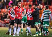 15 September 2023; Mark Connolly of Derry City reacts after the SSE Airtricity Men's Premier Division match between Derry City and Shamrock Rovers at The Ryan McBride Brandywell Stadium in Derry. Photo by Stephen McCarthy/Sportsfile