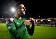 15 September 2023; Ruairi Keating of Cork City celebrates after his side's victory in the Sports Direct Men’s FAI Cup quarter final match between Cork City and Wexford at Turner's Cross in Cork. Photo by Eóin Noonan/Sportsfile