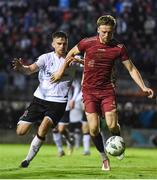 15 September 2023; Rob Slevin of Galway United in action against Archie Davies of Dundalk during the Sports Direct Men’s FAI Cup quarter-final match between Galway United and Dundalk at Eamonn Deacy Park in Galway. Photo by John Sheridan/Sportsfile