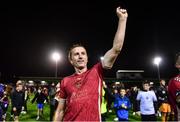 15 September 2023; Dave Hurley of Galway United celebrates after the Sports Direct Men’s FAI Cup quarter-final match between Galway United and Dundalk at Eamonn Deacy Park in Galway. Photo by Ben McShane/Sportsfile