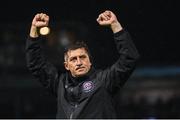 15 September 2023; Bohemians manager Declan Devine celebrates after his side's victory in the Sports Direct Men’s FAI Cup quarter-final match between Drogheda United and Bohemians at Weavers Park in Drogheda, Louth. Photo by Seb Daly/Sportsfile