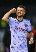 15 September 2023; Adam McDonnell of Bohemians celebrates after his side's victory in the Sports Direct Men’s FAI Cup quarter-final match between Drogheda United and Bohemians at Weavers Park in Drogheda, Louth. Photo by Seb Daly/Sportsfile