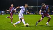 15 September 2023; Kris Twardek of Bohemians in action against Conor Kane of Drogheda United during the Sports Direct Men’s FAI Cup quarter-final match between Drogheda United and Bohemians at Weavers Park in Drogheda, Louth. Photo by Seb Daly/Sportsfile