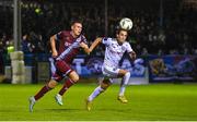 15 September 2023; Dayle Rooney of Drogheda United in action against Dylan Connolly of Bohemians during the Sports Direct Men’s FAI Cup quarter-final match between Drogheda United and Bohemians at Weavers Park in Drogheda, Louth. Photo by Seb Daly/Sportsfile