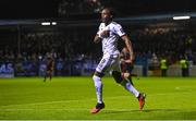 15 September 2023; Jonathan Afolabi of Bohemians celebrates after scoring his side's second goal during the Sports Direct Men’s FAI Cup quarter-final match between Drogheda United and Bohemians at Weavers Park in Drogheda, Louth. Photo by Seb Daly/Sportsfile