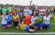 16 September 2023; Members of the Galbally team from Tyrone at the 2023 LGFA/Sports Direct Gaelic4Mothers&Others National Blitz Day at Naomh Mearnóg GAA club in Portmarnock, Dublin. Photo by Piaras Ó Mídheach/Sportsfile