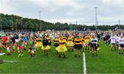 16 September 2023; Players during the warm-up before the 2023 LGFA/Sports Direct Gaelic4Mothers&Others National Blitz Day at Naomh Mearnóg GAA club in Portmarnock, Dublin. Photo by Piaras Ó Mídheach/Sportsfile