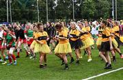 16 September 2023; Players during the warm-up before the 2023 LGFA/Sports Direct Gaelic4Mothers&Others National Blitz Day at Naomh Mearnóg GAA club in Portmarnock, Dublin. Photo by Piaras Ó Mídheach/Sportsfile