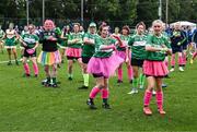 16 September 2023; Players during the warm-up before the 2023 LGFA/Sports Direct Gaelic4Mothers&Others National Blitz Day at Naomh Mearnóg GAA club in Portmarnock, Dublin. Photo by Piaras Ó Mídheach/Sportsfile