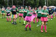 16 September 2023; Players during the warm-up before the 2023 LGFA/Sports Direct Gaelic4Mothers&Others National Blitz Day at Naomh Mearnóg GAA club in Portmarnock, Dublin. Photo by Piaras Ó Mídheach/Sportsfile