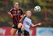 16 September 2023; Casey Howe of Sligo Rovers in action against Fiona Donnelly of Bohemians during the Sports Direct Women's FAI Cup quarter-final match between Bohemians and Sligo Rovers at Dalymount Park in Dublin. Photo by Seb Daly/Sportsfile
