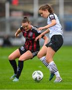 16 September 2023; Jodie Loughrey of Sligo Rovers in action against Katie Lovely of Bohemians during the Sports Direct Women's FAI Cup quarter-final match between Bohemians and Sligo Rovers at Dalymount Park in Dublin. Photo by Seb Daly/Sportsfile