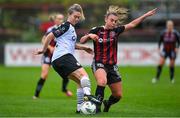 16 September 2023; Emma Hansberry of Sligo Rovers in action against Mia Dodd of Bohemians during the Sports Direct Women's FAI Cup quarter-final match between Bohemians and Sligo Rovers at Dalymount Park in Dublin. Photo by Seb Daly/Sportsfile