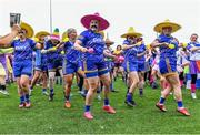 16 September 2023; The St John Bosco team from Down during the warm-up before the 2023 LGFA/Sports Direct Gaelic4Mothers&Others National Blitz Day at Naomh Mearnóg GAA club in Portmarnock, Dublin. Photo by Piaras Ó Mídheach/Sportsfile
