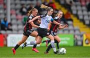 16 September 2023; Emma Hansberry of Sligo Rovers in action against Katie Malone of Bohemians during the Sports Direct Women's FAI Cup quarter-final match between Bohemians and Sligo Rovers at Dalymount Park in Dublin. Photo by Seb Daly/Sportsfile