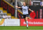16 September 2023; Jodie Loughrey of Sligo Rovers celebrates after her side's victory in the Sports Direct Women's FAI Cup quarter-final match between Bohemians and Sligo Rovers at Dalymount Park in Dublin. Photo by Seb Daly/Sportsfile