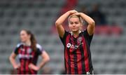 16 September 2023; Lynn Craven of Bohemians after her side's defeat in the Sports Direct Women's FAI Cup quarter-final match between Bohemians and Sligo Rovers at Dalymount Park in Dublin. Photo by Seb Daly/Sportsfile