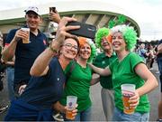 16 September 2023; Ireland supporters take a selfie before the 2023 Rugby World Cup Pool B match between Ireland and Tonga at Stade de la Beaujoire in Nantes, France. Photo by Brendan Moran/Sportsfile