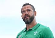 16 September 2023; Ireland head coach Andy Farrell speaks to RTÉ before the 2023 Rugby World Cup Pool B match between Ireland and Tonga at Stade de la Beaujoire in Nantes, France. Photo by Brendan Moran/Sportsfile