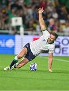 16 September 2023; Jonathan Sexton of Ireland celebrates scoring his side's fourth try to become his country's all-time top points scorer in international rugby during the 2023 Rugby World Cup Pool B match between Ireland and Tonga at Stade de la Beaujoire in Nantes, France. Photo by Brendan Moran/Sportsfile