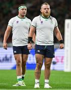 16 September 2023; Finlay Bealham, right, and Rob Herring of Ireland during the 2023 Rugby World Cup Pool B match between Ireland and Tonga at Stade de la Beaujoire in Nantes, France. Photo by Brendan Moran/Sportsfile