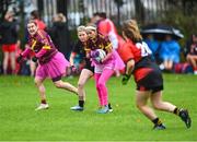 16 September 2023; Celina Carthy of St Maur's in Dublin in action against Watergrasshill of Cork during the 2023 LGFA/Sports Direct Gaelic4Mothers&Others National Blitz Day at Naomh Mearnóg GAA club in Portmarnock, Dublin. Photo by Piaras Ó Mídheach/Sportsfile