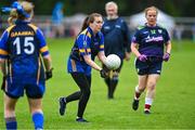 16 September 2023; Antoinette Kemmy of Man O'War in Dublin in action against St Brigid's from Leitrim during the 2023 LGFA/Sports Direct Gaelic4Mothers&Others National Blitz Day at Naomh Mearnóg GAA club in Portmarnock, Dublin. Photo by Piaras Ó Mídheach/Sportsfile