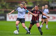 16 September 2023; Emma Hansberry of Sligo Rovers in action against Mia Dodd of Bohemians during the Sports Direct Women's FAI Cup quarter-final match between Bohemians and Sligo Rovers at Dalymount Park in Dublin. Photo by Seb Daly/Sportsfile