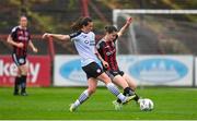 16 September 2023; Kira Bates Crosbie of Bohemians in action against Lauren Boles of Sligo Rovers during the Sports Direct Women's FAI Cup quarter-final match between Bohemians and Sligo Rovers at Dalymount Park in Dublin. Photo by Seb Daly/Sportsfile