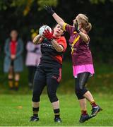 16 September 2023; Margaret O'Connor of Watergrasshill in Cork in action against St Maur's in Dublin during the 2023 LGFA/Sports Direct Gaelic4Mothers&Others National Blitz Day at Naomh Mearnóg GAA club in Portmarnock, Dublin. Photo by Piaras Ó Mídheach/Sportsfile