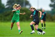 17 September 2023; Lia O'Leary of Shamrock Rovers in action against Lauren Walsh of Cork City during the Sports Direct Women's FAI Cup quarter-final match between Cork City and Shamrock Rovers at Bishopstown Stadium in Cork. Photo by Eóin Noonan/Sportsfile
