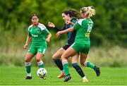 17 September 2023; Aoife Kelly of Shamrock Rovers in action against Jesse Mendez of Cork City during the Sports Direct Women's FAI Cup quarter-final match between Cork City and Shamrock Rovers at Bishopstown Stadium in Cork. Photo by Eóin Noonan/Sportsfile