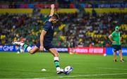 16 September 2023; Ross Byrne of Ireland during the warm up before the 2023 Rugby World Cup Pool B match between Ireland and Tonga at Stade de la Beaujoire in Nantes, France. Photo by Brendan Moran/Sportsfile