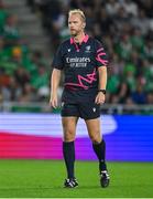 16 September 2023; Referee Wayne Barnes during the 2023 Rugby World Cup Pool B match between Ireland and Tonga at Stade de la Beaujoire in Nantes, France. Photo by Brendan Moran/Sportsfile
