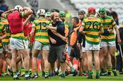 17 September 2023; Blackrock manager Jamie Harrington with his players before the Cork County Premier Senior Club Hurling Championship quarter-final match between Blackrock and Sarsfields at Páirc Uí Chaoimh in Cork. Photo by Eóin Noonan/Sportsfile