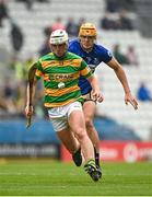 17 September 2023; Robbie Cotter of Blackrock in action aginst Luke Elliott of Sarsfields during the Cork County Premier Senior Club Hurling Championship quarter-final match between Blackrock and Sarsfields at Páirc Uí Chaoimh in Cork. Photo by Eóin Noonan/Sportsfile