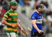 17 September 2023; Jack O'Connor of Sarsfields, right, celebrates after his side's victory in the Cork County Premier Senior Club Hurling Championship quarter-final match between Blackrock and Sarsfields at Páirc Uí Chaoimh in Cork. Photo by Eóin Noonan/Sportsfile