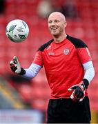 15 September 2023; Derry City goalkeeping coach Michael Dougherty during the SSE Airtricity Men's Premier Division match between Derry City and Shamrock Rovers at The Ryan McBride Brandywell Stadium in Derry. Photo by Stephen McCarthy/Sportsfile